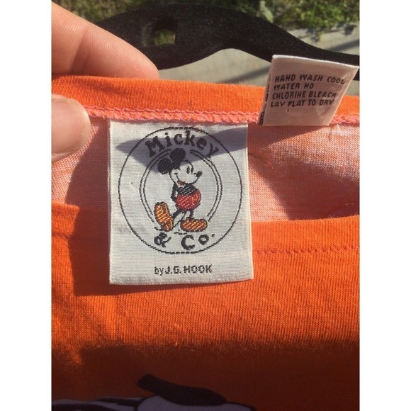 Vtg Mickey & co womens sleeveless shirt L orange red print J.G.Hook Disney - Picture 12 of 12